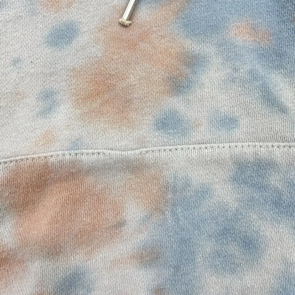 True Religion Hoodie Mens Small Tie Dye Blue Logo Spell Out Sleeves Pockets